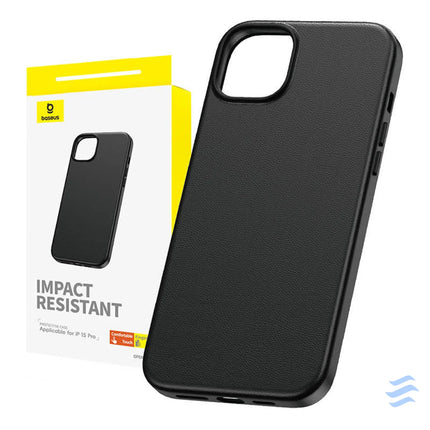Phone Case for iPhone 15 Pro Baseus Fauxther Series (Black) Protective cases for smartphones