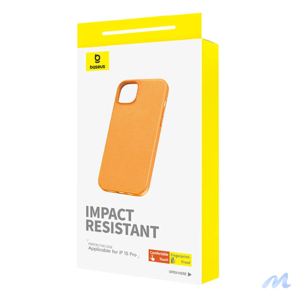 Phone Case for iPhone 15 Pro Baseus Fauxther Series (Orange)