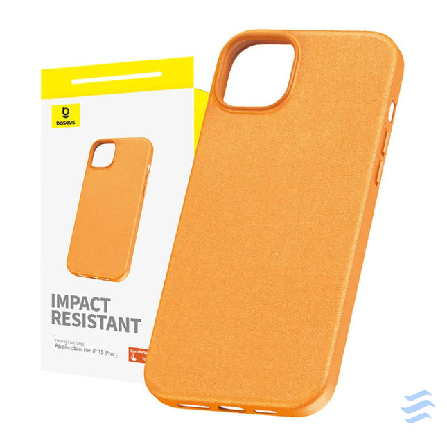 Phone Case for iPhone 15 Pro Baseus Fauxther Series (Orange) Protective cases for smartphones