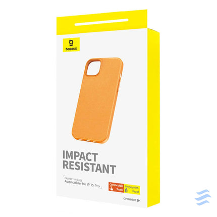 Phone Case for iPhone 15 Pro Baseus Fauxther Series (Orange) Protective cases for smartphones