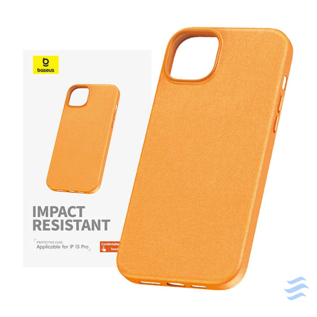 Phone Case for iPhone 15 ProMax Baseus Fauxther Series (Orange) Protective cases for smartphones