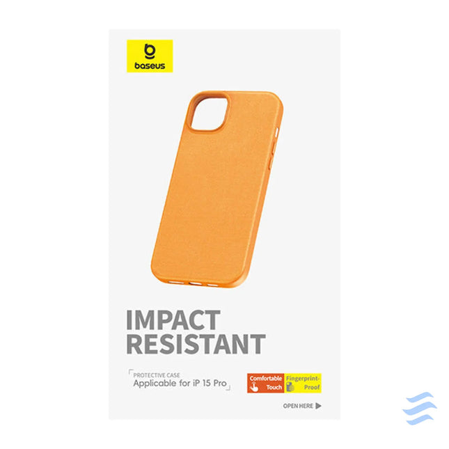 Phone Case for iPhone 15 ProMax Baseus Fauxther Series (Orange) Protective cases for smartphones