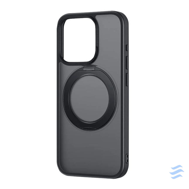 Phone Case with Stand Baseus SkyRing 360° for iP 15 + tempered glass and cleaning kit (black) Protective cases for