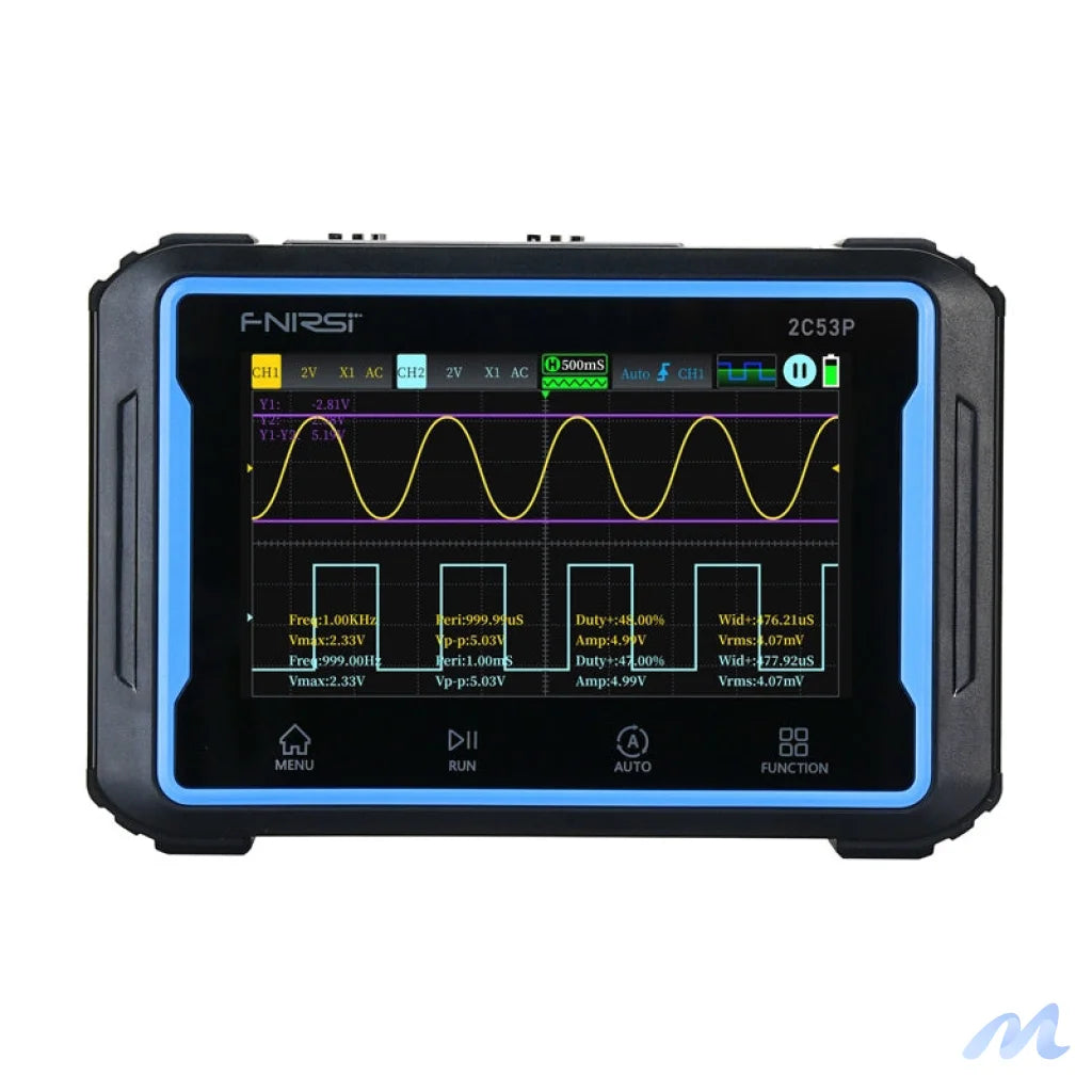 Portable 3-in-1 FNIRSI 2C53P 4.3" touchscreen oscilloscope