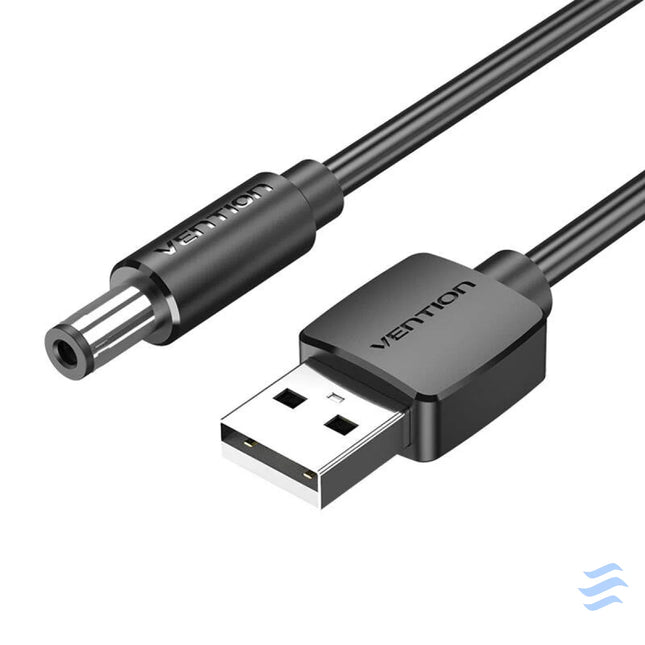 Power Cable USB 2.0 to DC 5.5mm Barrel Jack 5V Vention CEYBG 1,5m (black) Power cables