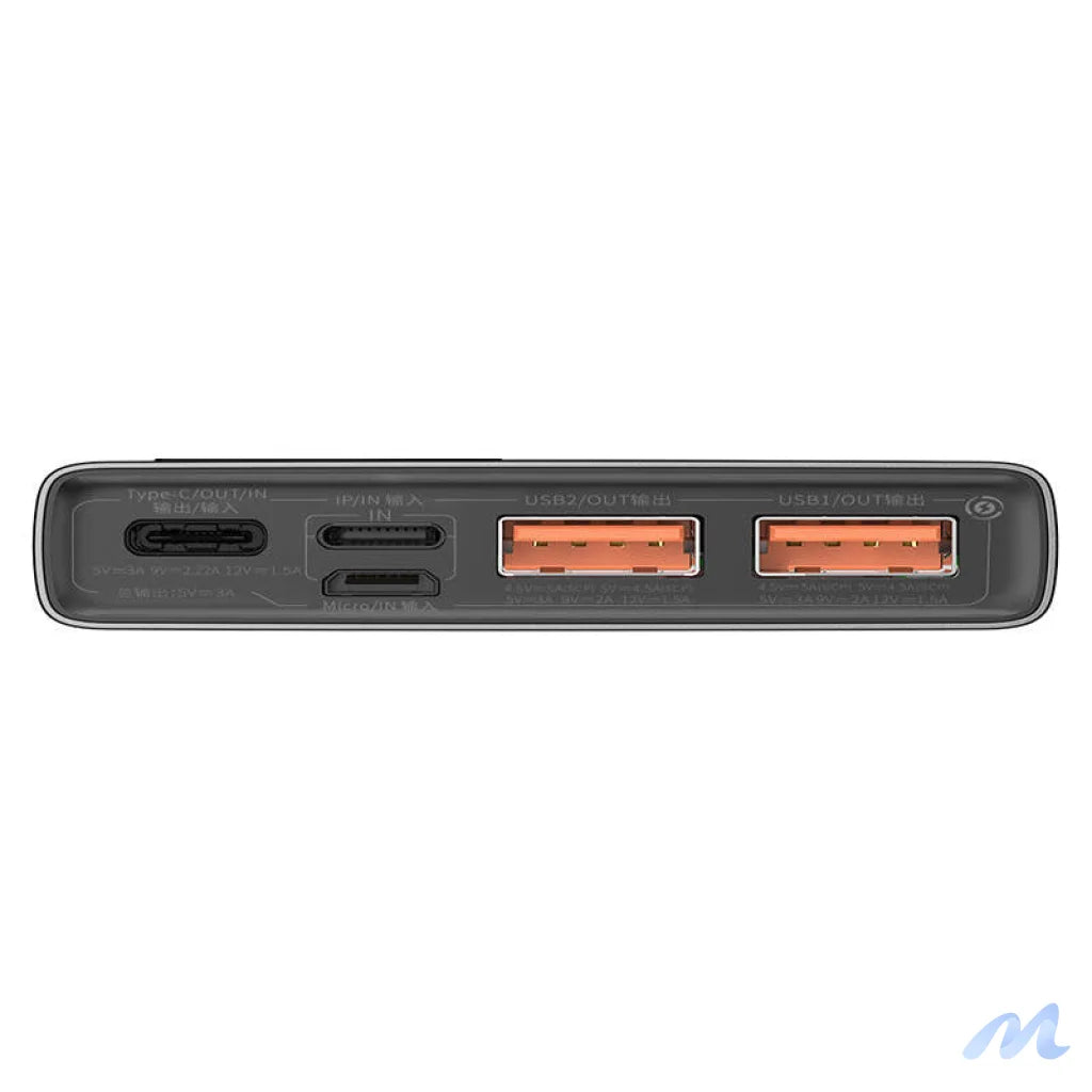 Powerbank Baseus Adaman Metal, 10000mAh, 2xUSB, USB-C, Lightning, MicroUSB  22.5W (black)