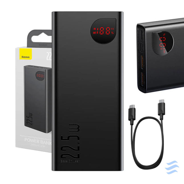 Powerbank Baseus Adaman Metal 20000mAh 2xUSB USB C Lightning microUSB 22.5W (black) Powerbanks