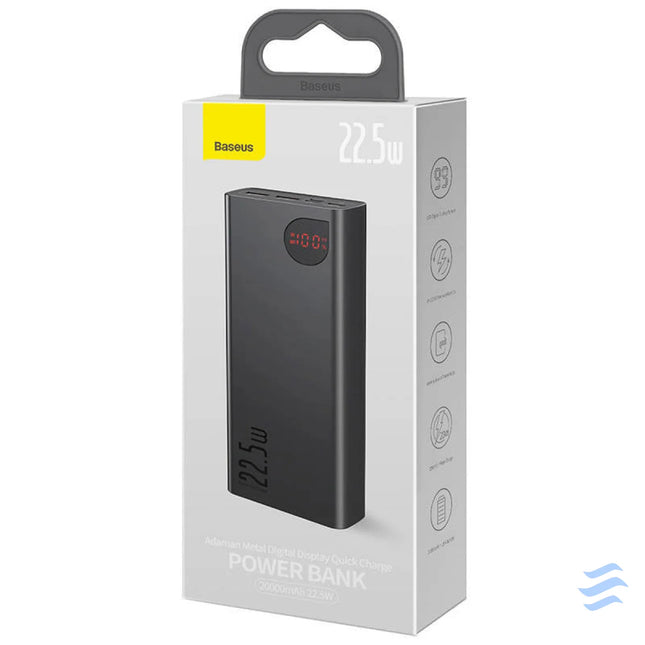 Powerbank Baseus Adaman Metal 20000mAh 2xUSB USB C Lightning microUSB 22.5W (black) Powerbanks