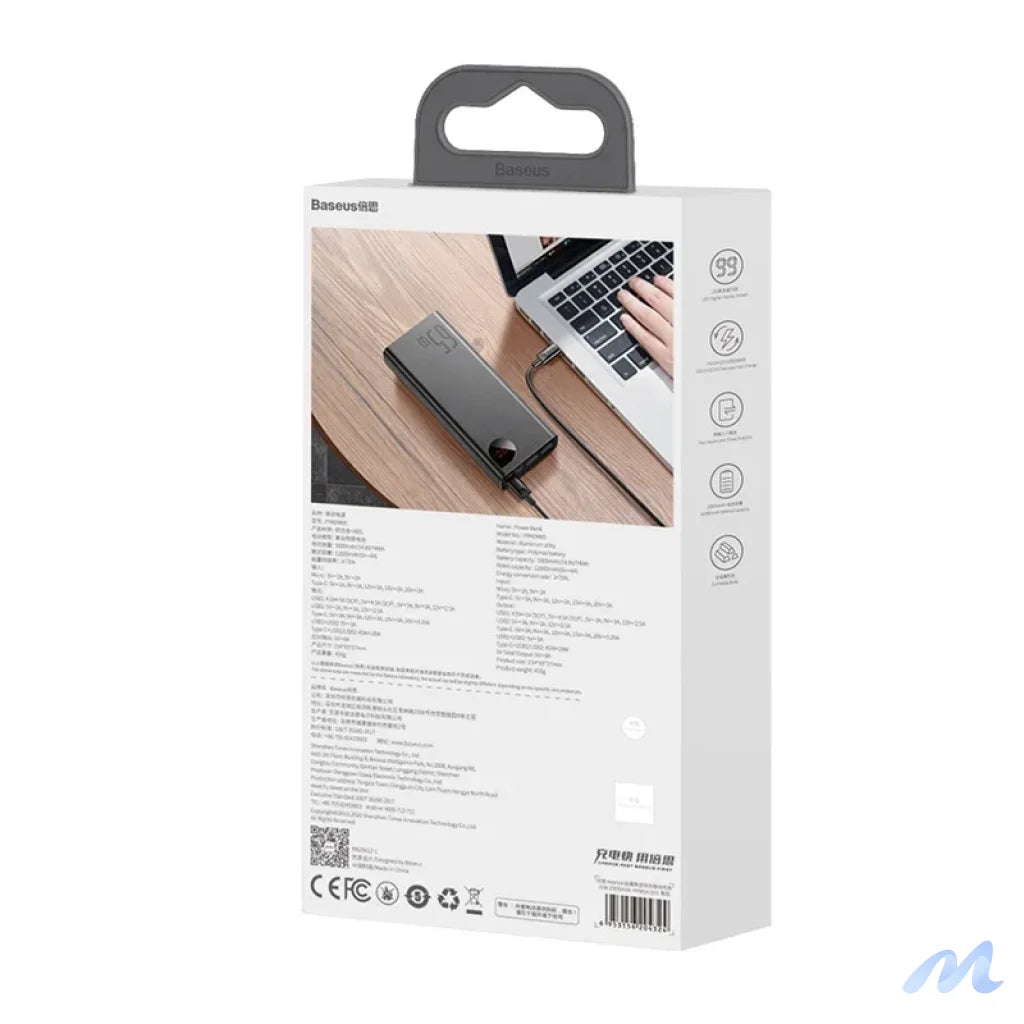 Powerbank Baseus Adaman Metal 20000mAh PD QC 3.0 65W 2xUSB + USB-C + micro USB (Black)