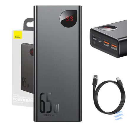 Powerbank Baseus Adaman Metal 20000mAh PD QC 3.0 65W 2xUSB + USB C + micro USB (Black) Powerbanks