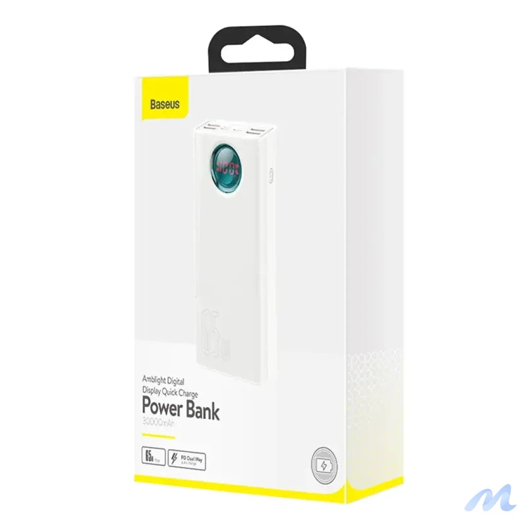 Powerbank Baseus Amblight 30000mAh, 4xUSB, USB-C, 65W (white)