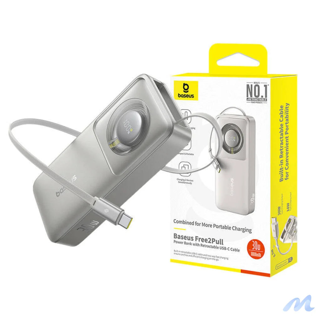 Powerbank Baseus OS Free2Pull 10000mAh 30W +cable (grey)