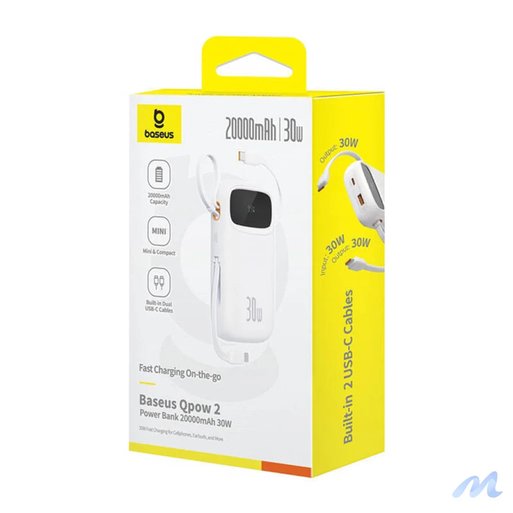 Powerbank Baseus QPow 2 20000mAh 30W 2xUSB-C (white)