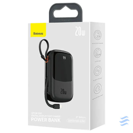 Powerbank Baseus Qpow PRO with Lightning cable USB C port and USB 20000mAh 20W (Black) Powerbanks