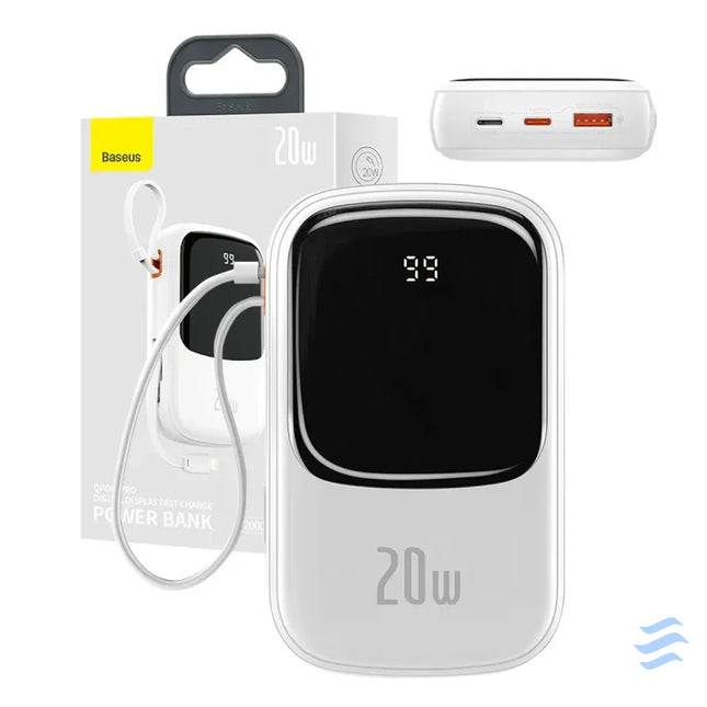 Powerbank Baseus Qpow PRO with Lightning cable USB C port and USB 20000mAh 20W (White) Powerbanks