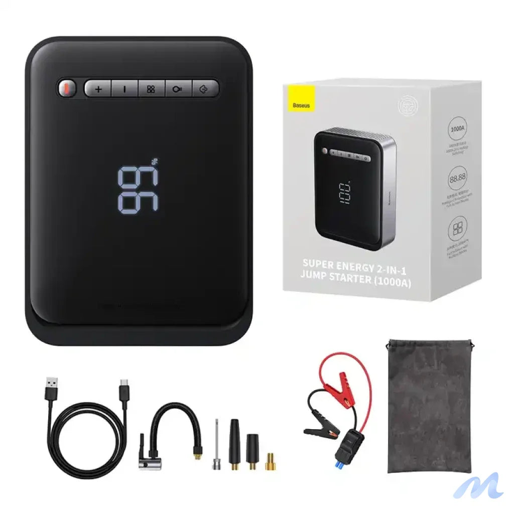 Powerbank / Starter + Compressor 2in1 Baseus Super Energy Car Jump Starter, 8000mAh, 1000A USB (black)