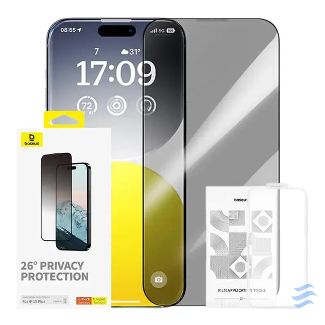 Privacy Protection Tempered Glass Baseus Diamond iPhone 15 Plus For smartphones