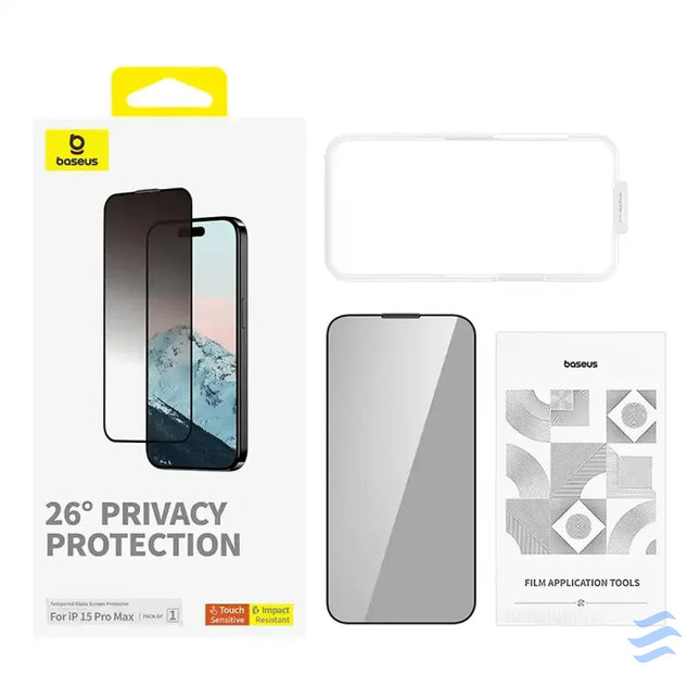 Privacy Protection Tempered Glass Baseus Diamond iPhone 15 Pro Max For smartphones