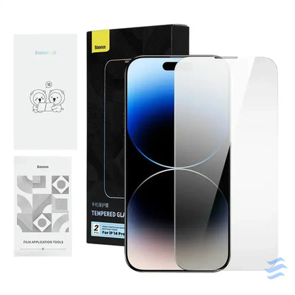 Privacy tempered Glass Baseus Iphone 14 Pro Max (2pcs) with 2 cleaning kits and dust proof installation tool For