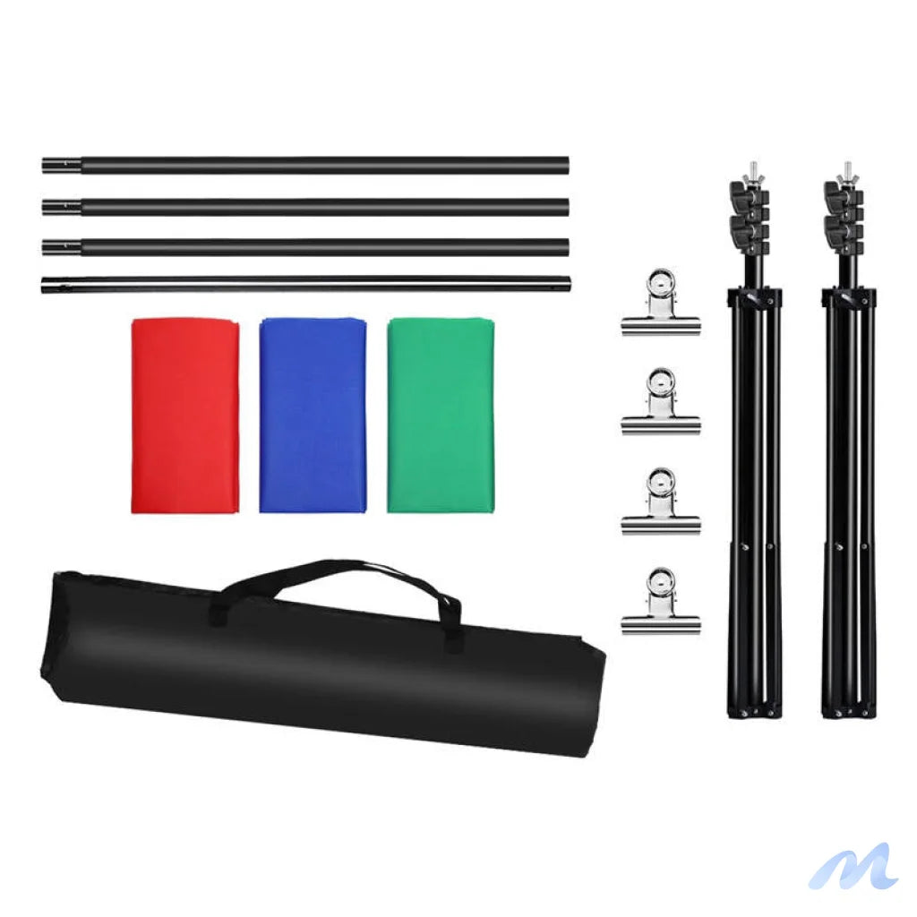 Puluz 2x3m photo backdrop set/stand + photo backdrops 3 pcs PKT5205