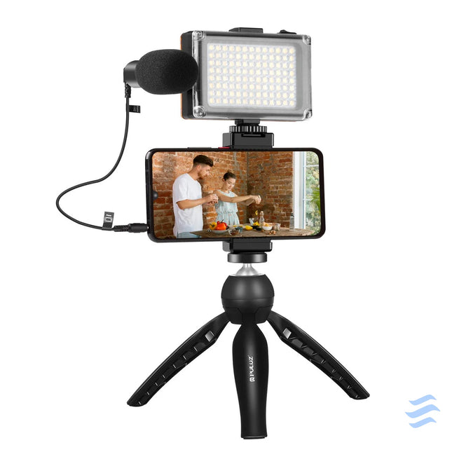 Puluz live recording set tripod + LED light + microphone + phone clip PKT3132B Sets