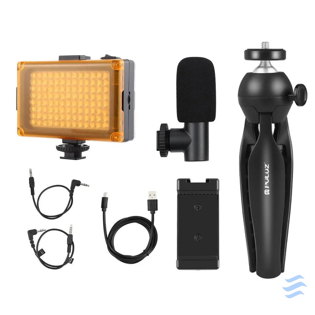 Puluz live recording set tripod + LED light + microphone + phone clip PKT3132B Sets