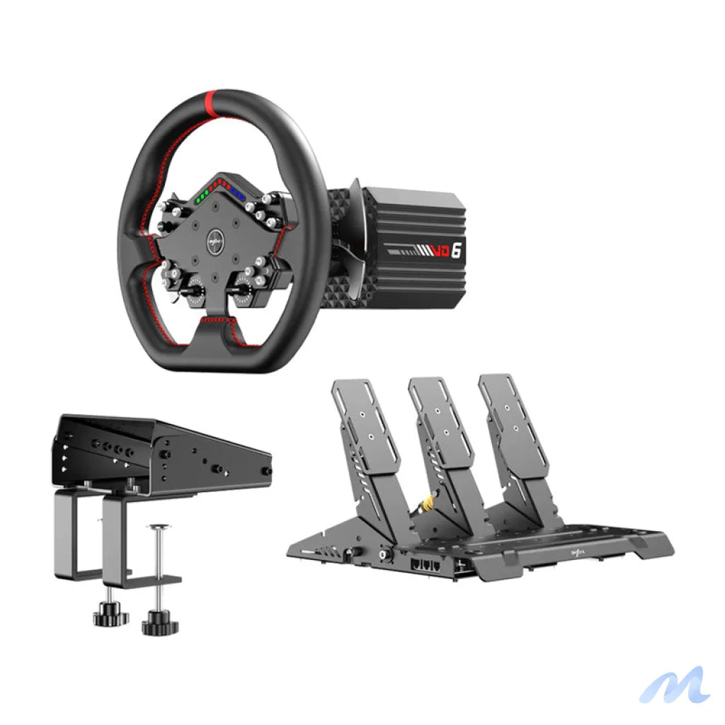PXN VD6 Bundle DP gaming set - VD6 base + WDS R2 steering wheel + pedals + Z9 clamp