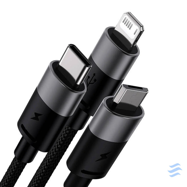 Quick Charge USB to M + L + C Baseus StarSpeed 3.5A 0,6m (Black) Combo Cables