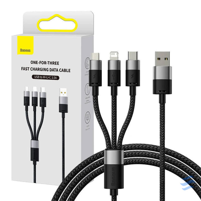 Quick Charge USB to M + L + C Baseus StarSpeed 3.5A 0,6m (Black) Combo Cables