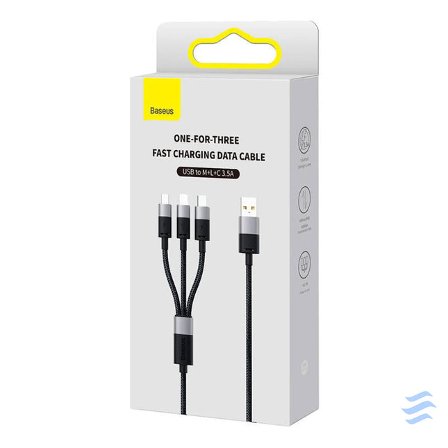 Quick Charge USB to M + L + C Baseus StarSpeed 3.5A 0,6m (Black) Combo Cables
