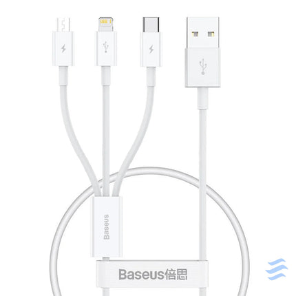 Quick Charge USB to M + L + C Baseus Superior Data 3.5A 0,5m (White) Combo Cables