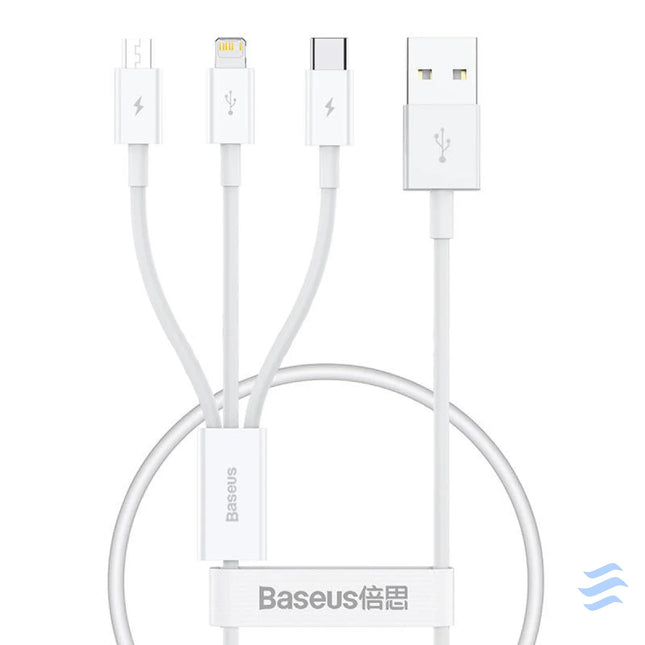 Quick Charge USB to M + L + C Baseus Superior Data 3.5A 0,5m (White) Combo Cables