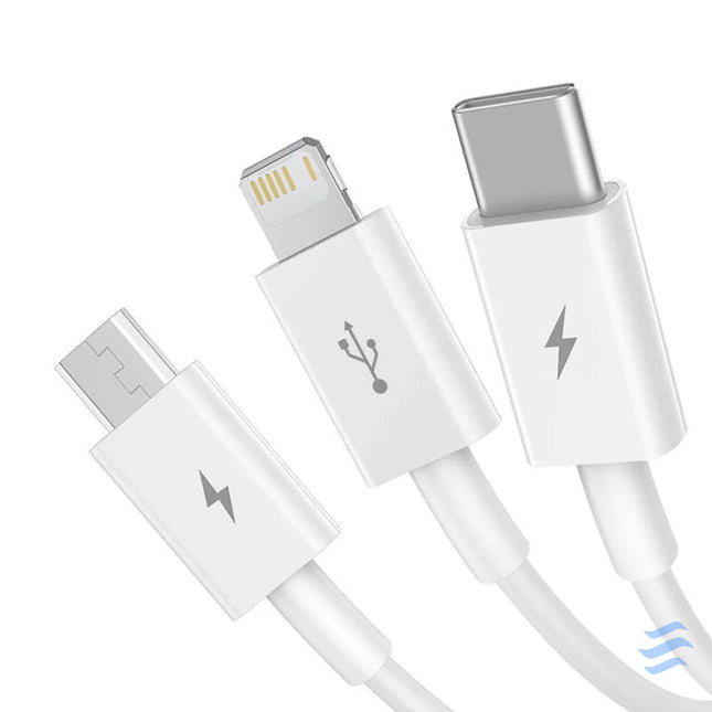 Quick Charge USB to M + L + C Baseus Superior Data 3.5A 0,5m (White) Combo Cables