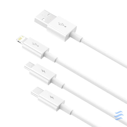 Quick Charge USB to M + L + C Baseus Superior Data 3.5A 0,5m (White) Combo Cables