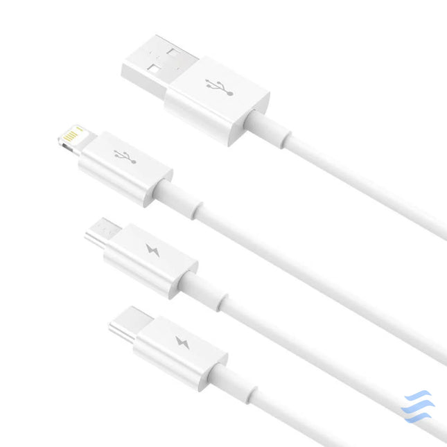 Quick Charge USB to M + L + C Baseus Superior Data 3.5A 0,5m (White) Combo Cables