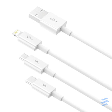 Quick Charge USB to M + L + C Baseus Superior Data 3.5A 1m (White) Combo Cables
