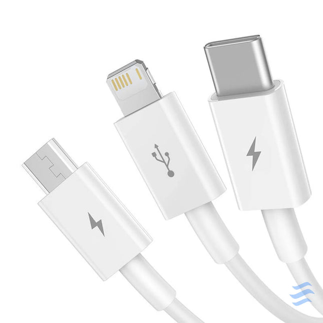 Quick Charge USB to M + L + C Baseus Superior Data 3.5A 1m (White) Combo Cables