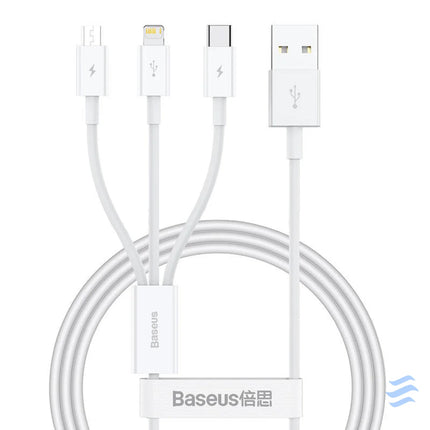 Quick Charge USB to M + L + C Baseus Superior Data 3.5A 1m (White) Combo Cables