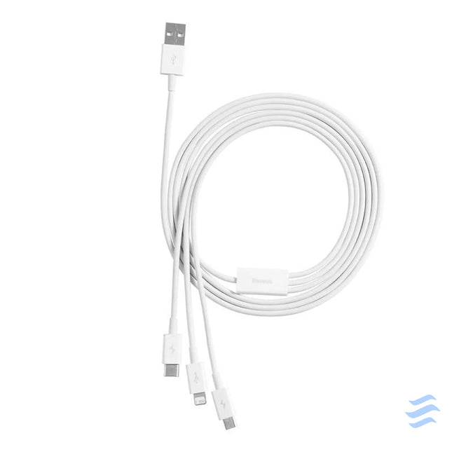 Quick Charge USB to M + L + C Baseus Superior Data 3.5A 1m (White) Combo Cables