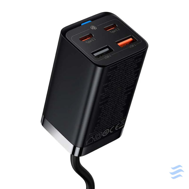Quick Charger Baseus GaN3 Pro 2x USB C 2x USB 65W (black) mains chargers