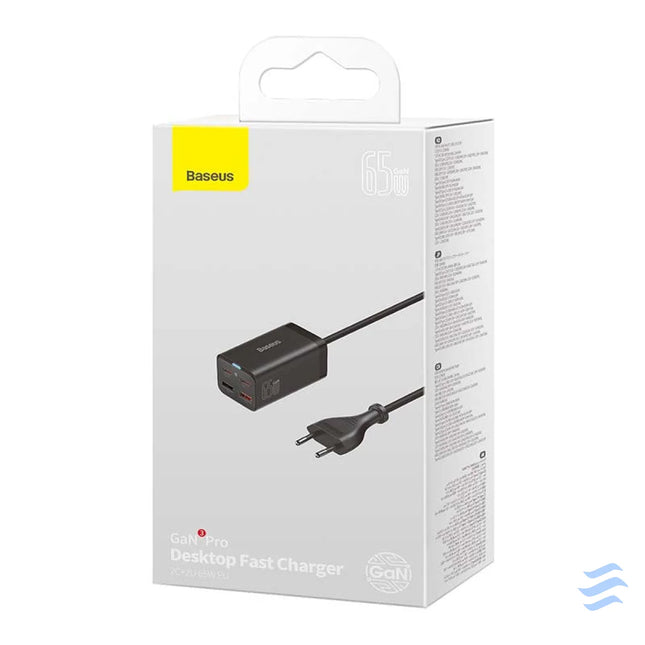 Quick Charger Baseus GaN3 Pro 2x USB C 2x USB 65W (black) mains chargers