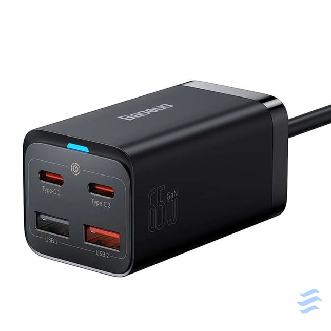 Quick Charger Baseus GaN3 Pro 2x USB C 2x USB 65W (black) mains chargers