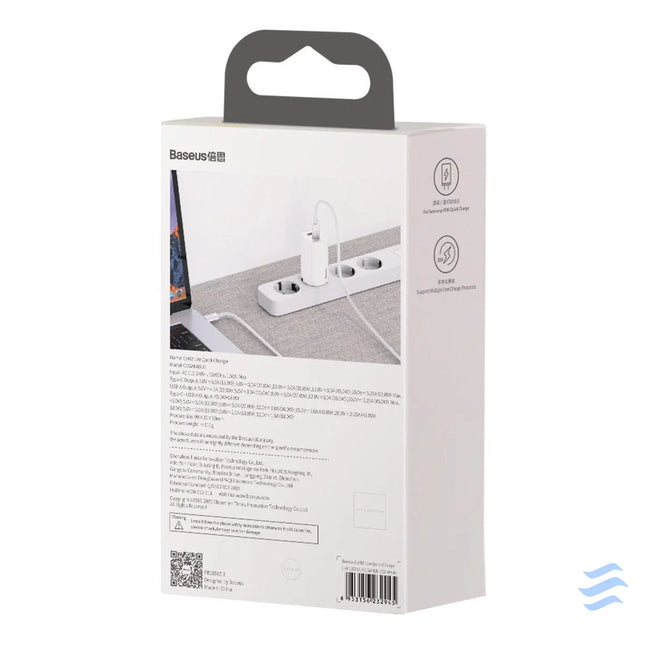 Quick Travel Charger Baseus GaN2 Lite USB + C 65W EU (white) mains chargers