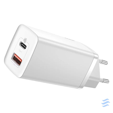 Quick Travel Charger Baseus GaN2 Lite USB + C 65W EU (white) mains chargers