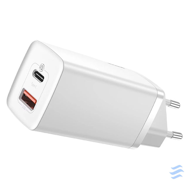 Quick Travel Charger Baseus GaN2 Lite USB + C 65W EU (white) mains chargers