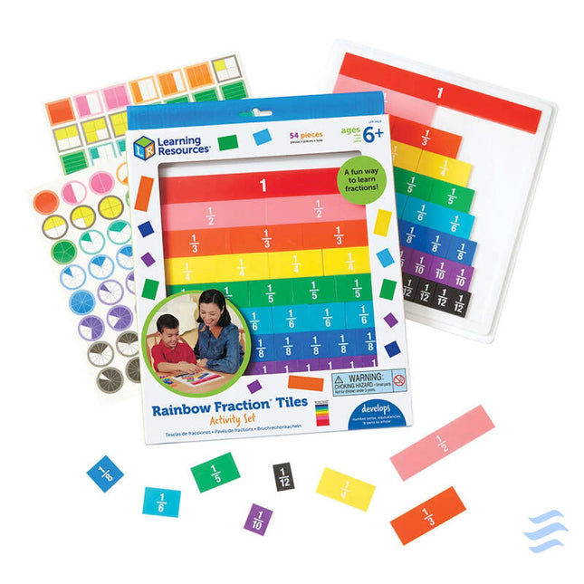 Rainbow Fraction Tiles With Tray Learning Resources LER 0615 Educational and interactive