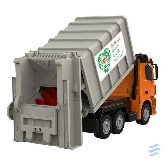 Remote control RC garbage truck 1:26 Double Eagle (orange) Mercedes Benz Antos E676 003 Remote controlled cars