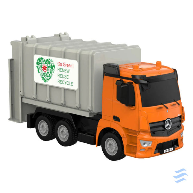 Remote control RC garbage truck 1:26 Double Eagle (orange) Mercedes Benz Antos E676 003 Remote controlled cars