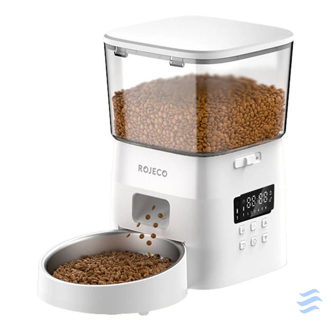 Rojeco 2L Automatic Pet Feeder Button Version (White) Bowls