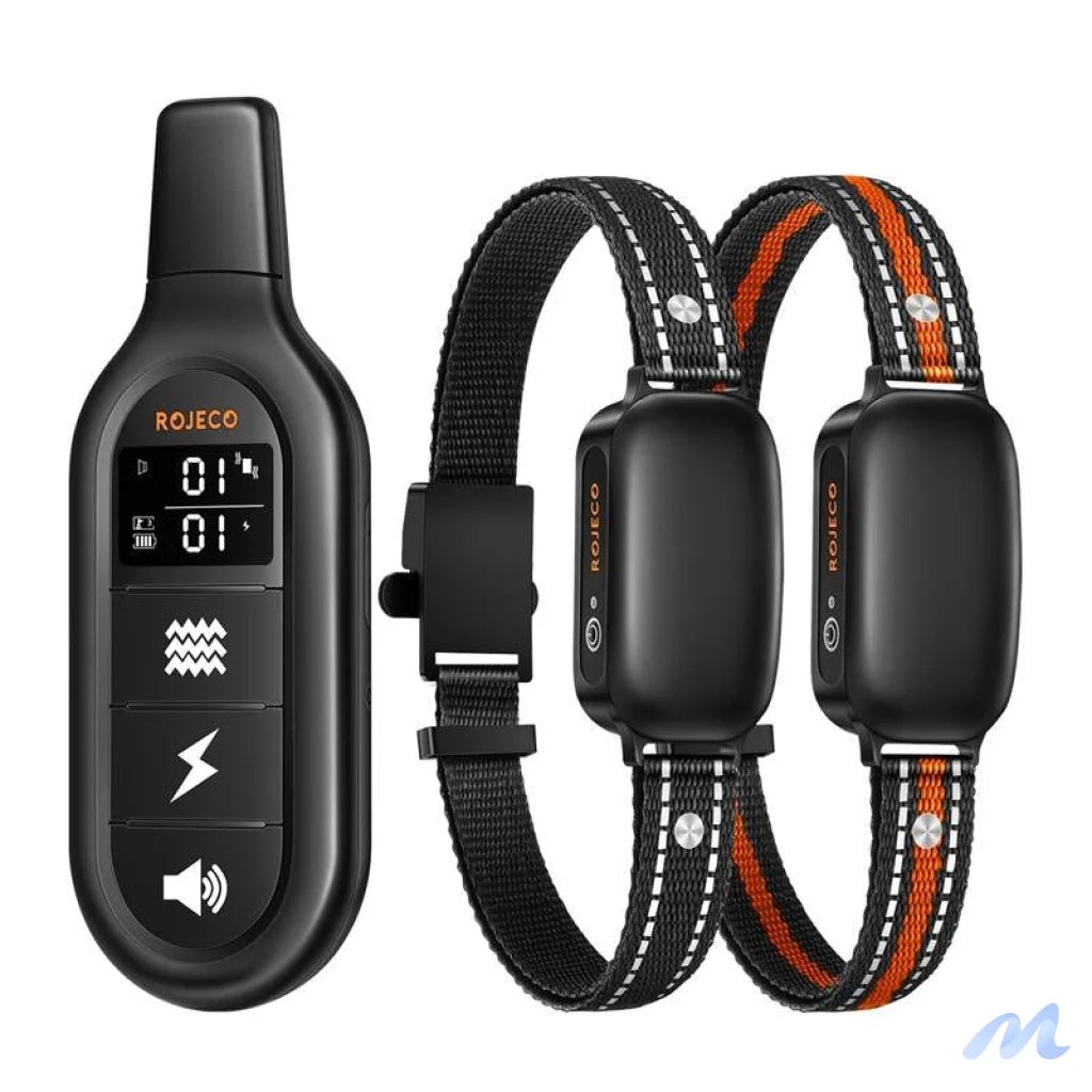 RojecoPD521 1000m Dog Training Collar with 2 collars (black)
